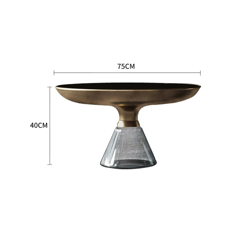 Grey Glass Side Table with Powder-Coated Metal Top