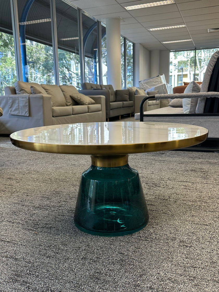 Glass Side Table Sintered Stone Top / Metallic Top