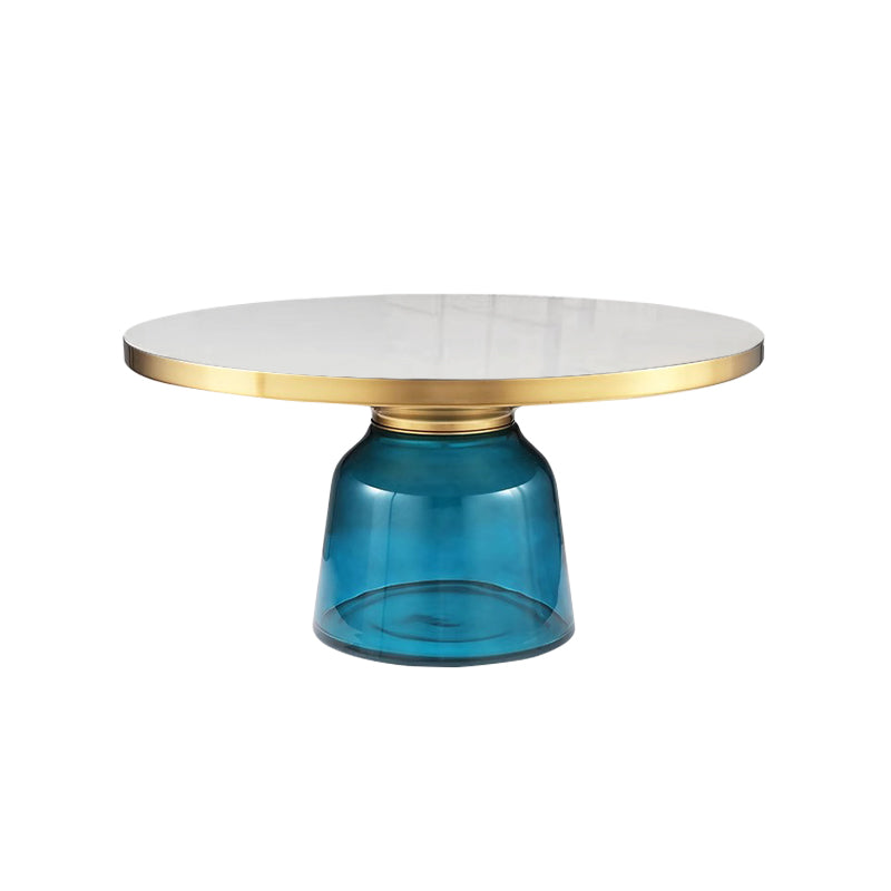 Glass Side Table Sintered Stone Top / Metallic Top