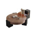 Walnut Grain Tripod Base Nesting Glass Coffee Table Set