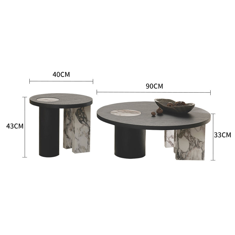 Pre Sale Black Solid Wood Nesting Coffee Tables