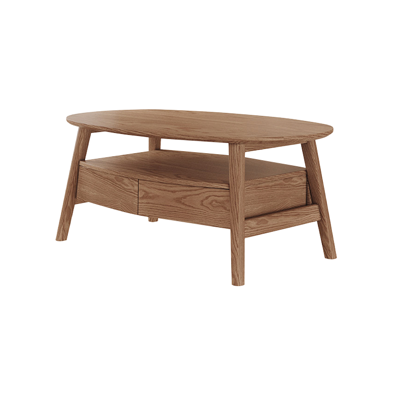 Pre Sale Walnut-colored ash wood oval tea table