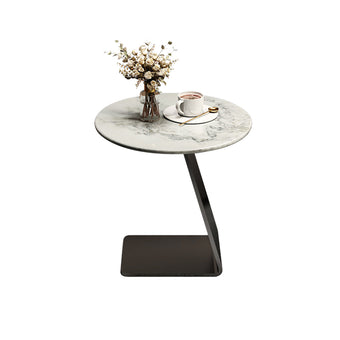 Natural Stone Side Table with Carbon Steel Legs