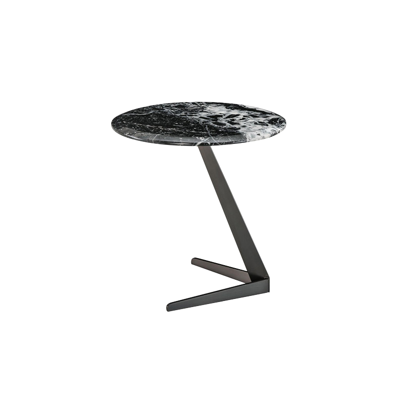Prada Green Natural Stone Side Table with Black Titanium Stainless Steel Legs