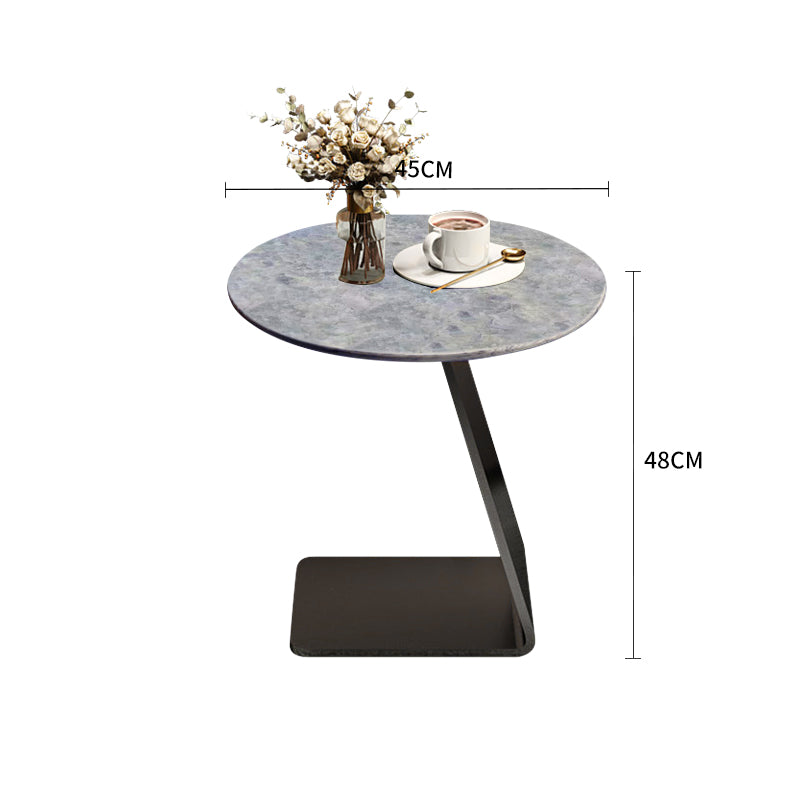Blue Crystal Stone Side Table with Gunmetal Carbon Steel Legs