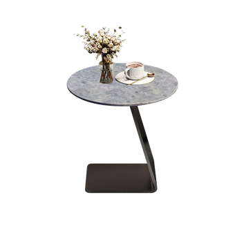 Blue Crystal Stone Side Table with Gunmetal Carbon Steel Legs
