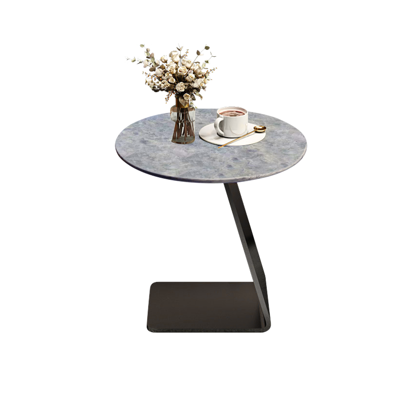 Blue Crystal Stone Side Table with Gunmetal Carbon Steel Legs