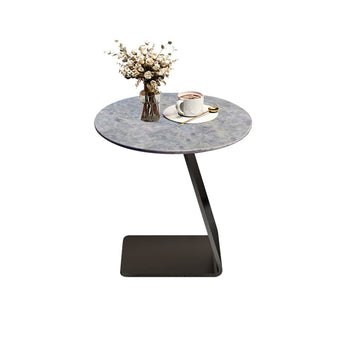 Blue Crystal Stone Side Table with Gunmetal Carbon Steel Legs