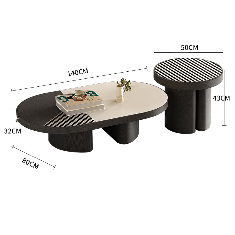 Pre Sale Striped Contrast Color Designer Coffee Table Set