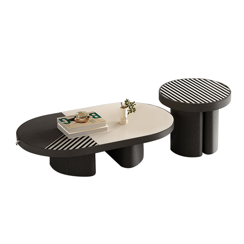 Pre Sale Striped Contrast Color Designer Coffee Table Set
