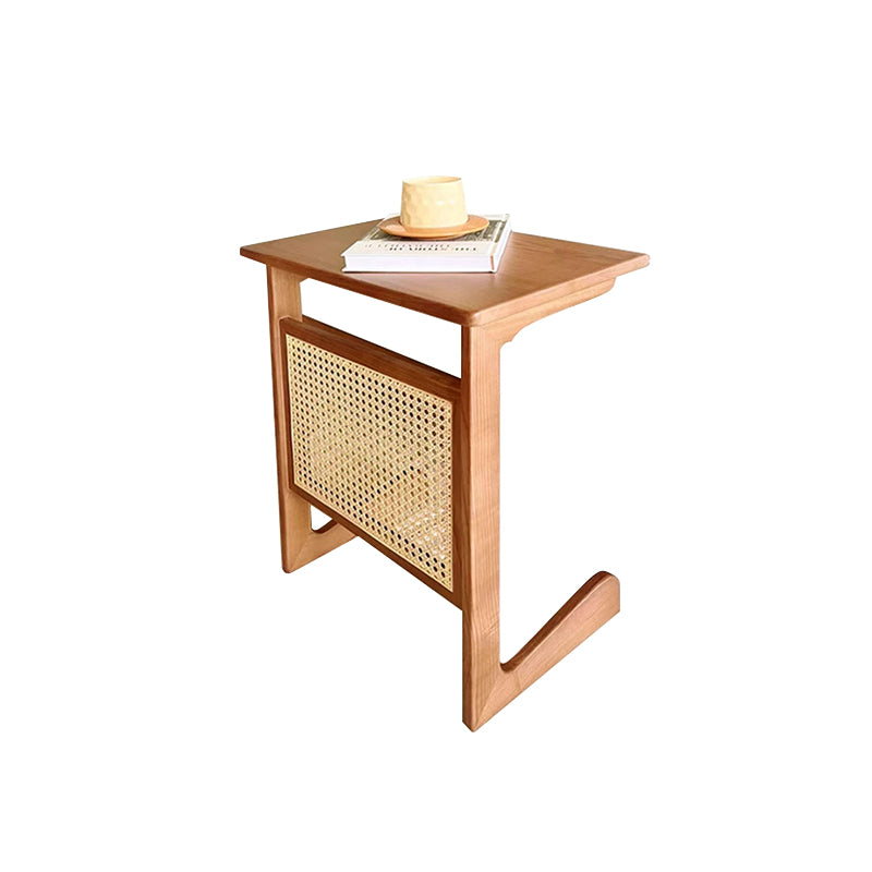 Pre Sale Light Walnut Ash Wood Rattan Woven Xile Side Table