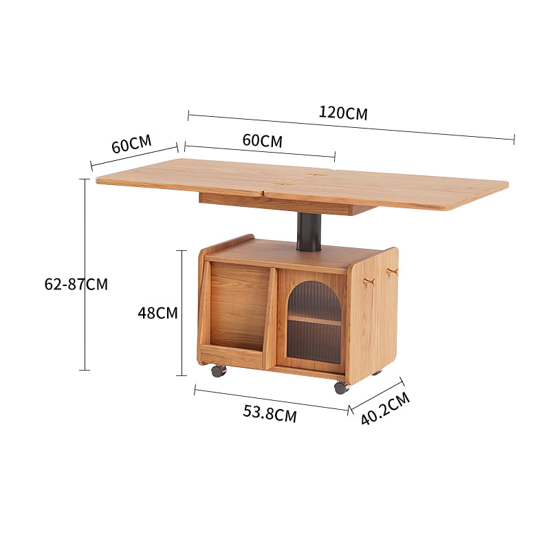 Solid Wood Lift-Top Extendable Coffee Table with Storage