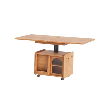 Solid Wood Lift-Top Extendable Coffee Table with Storage