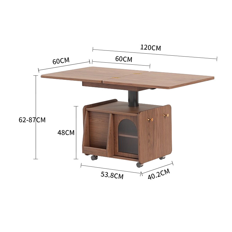 Solid Wood Lift-Top Extendable Coffee Table with Storage