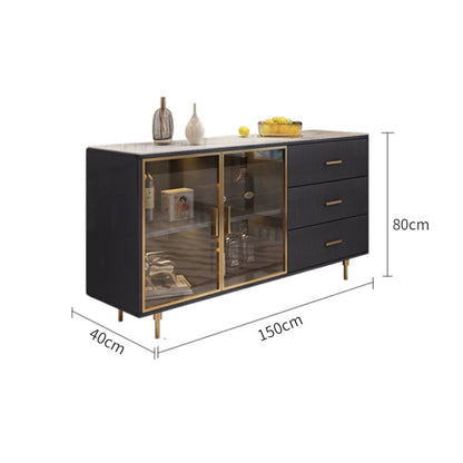 Blue Rock Panel Countertop/Glass Doors/Side Cabinet