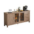 Walnut-Stained Ash Wood Sideboard with Glass and  Doors