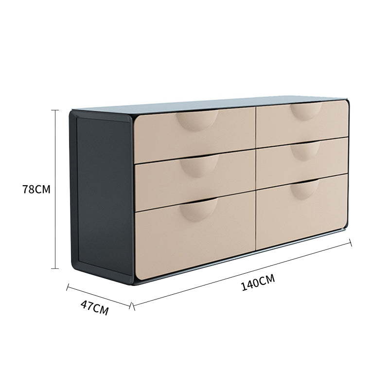 Pre Sale Six-Drawer Sideboard with Black Top & Off-White Base