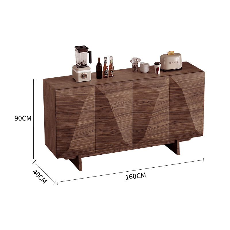 Walnut-Finish Solid Wood Sideboard