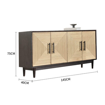 Pre Sale Smoked ash wood and rattan holiday side cabinet