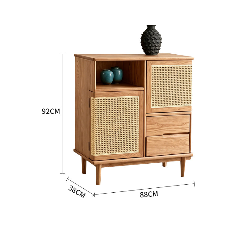 Pre Sale Light walnut-colored ash wood spliced with rattan sideboard
