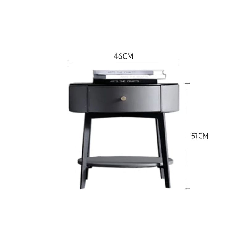 Black Tempered Glass/Countertop/Iron High Cabinet/Bedside Table