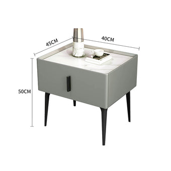 White Slate/Gray Cabinet/Long Leg/Bedside Table