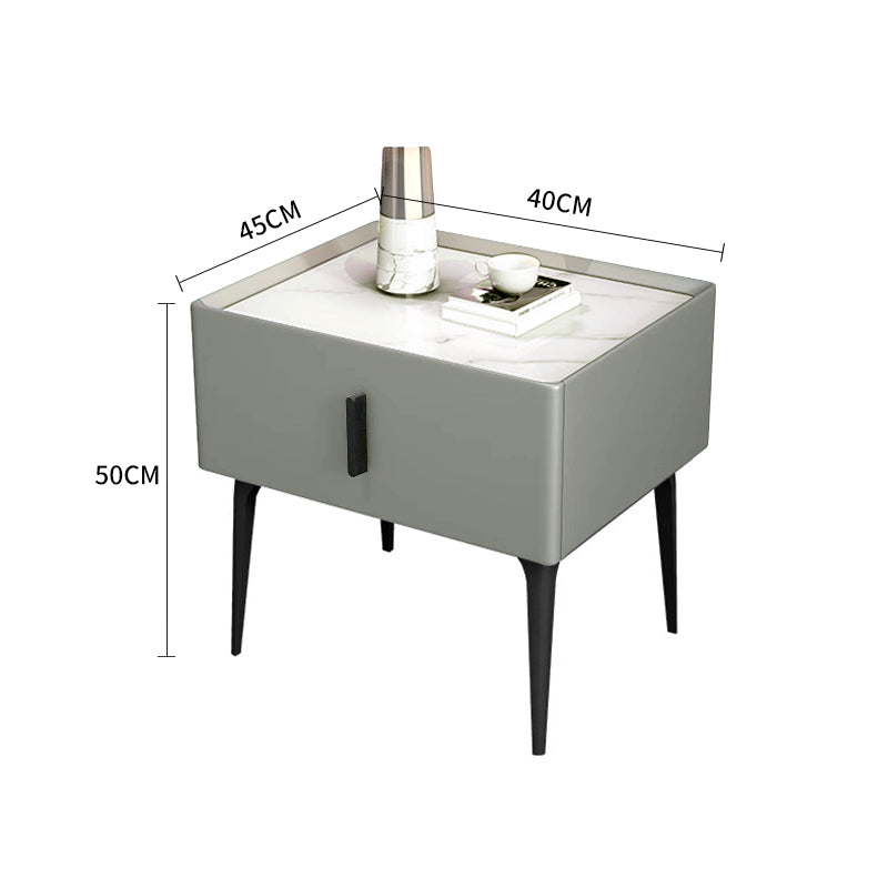 White Slate/Gray Cabinet/Long Leg/Bedside Table