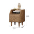 Walnut-Toned Ash Wood Nightstand with Two Drawers