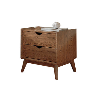 Pre Sale Walnut Ash Wood Nightstand with Two Drawers