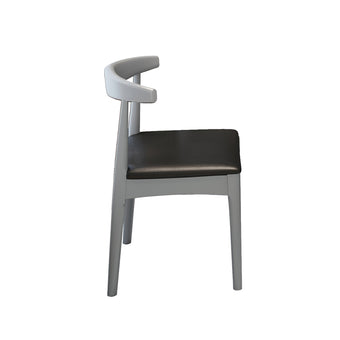 Grey Solid Wood/PU Cushion Horn Chair