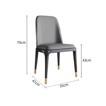 Grey Upholstered Dining Chair with Black Brass-Finished Legs