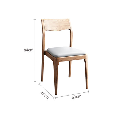 Walnut-Stained Ash Wood Dining Chair with Gray Cat-Claw  Upholstered Seat