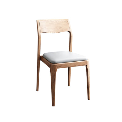 Walnut-Stained Ash Wood Dining Chair with Gray Cat-Claw  Upholstered Seat