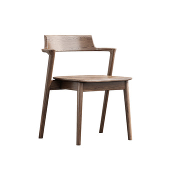 Wooden chair with armrests on a white background