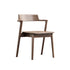 Wooden chair with armrests on a white background
