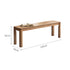 Wooden table with dimensions labeled on a white background