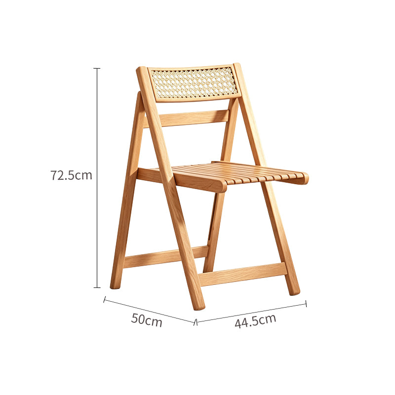 Solid Wood Folding Chair with Rattan Backrest