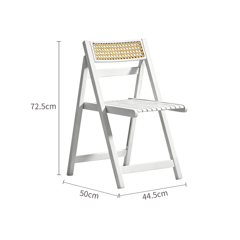 Solid Wood Folding Chair with Rattan Backrest