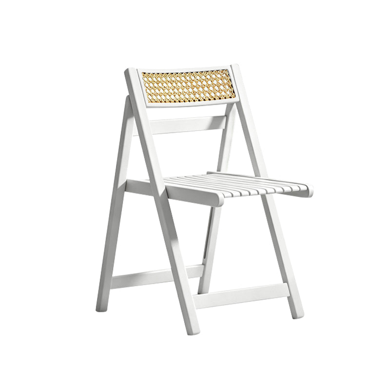 Solid Wood Folding Chair with Rattan Backrest