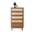 Pre Sale Light walnut-colored ash wood five-drawer chest with woven rattan