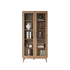 Walnut-Stained Ash Wood Bookcase with Glass Doors