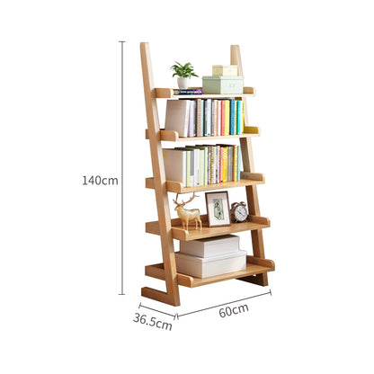 Multi-Layer Solid Wood Bookshelf with L-Shaped Base