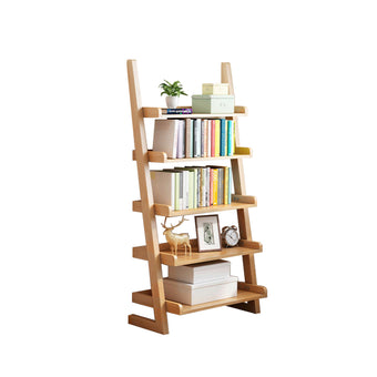 Multi-Layer Solid Wood Bookshelf with L-Shaped Base