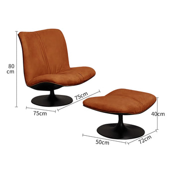 Caramel Suede Fabric Duckbill Lounge Chair and Ottoman
