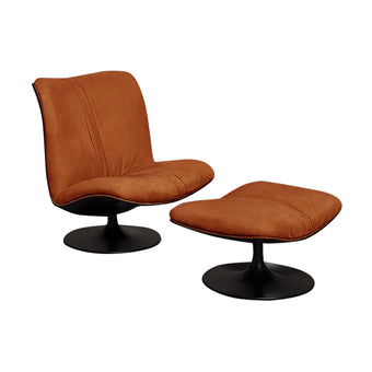 Caramel Suede Fabric Duckbill Lounge Chair and Ottoman