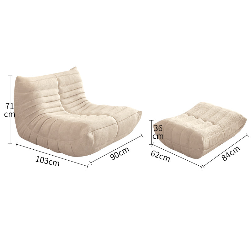 Linen-Cotton Compressed Chenille Lounge Chair with Ottoman