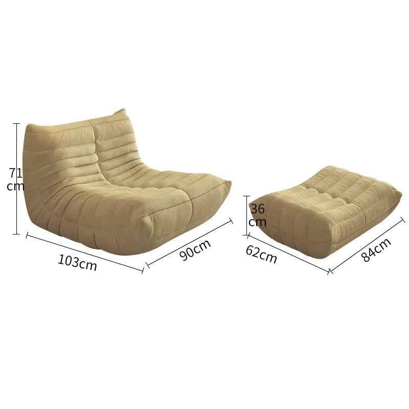 Linen-Cotton Compressed Chenille Lounge Chair with Ottoman