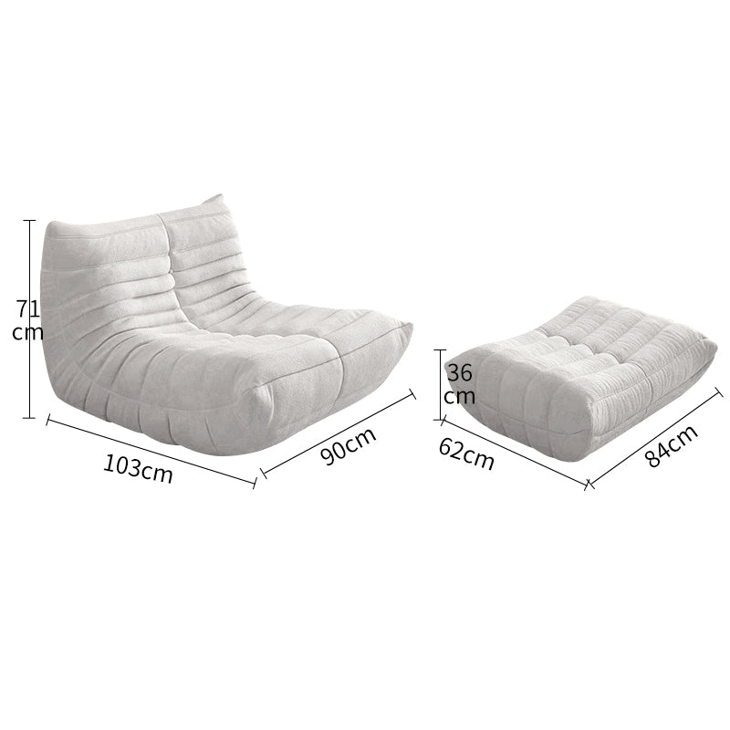 Linen-Cotton Compressed Chenille Lounge Chair with Ottoman