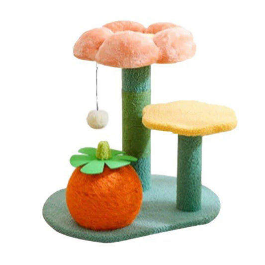 Floral Triple-Layer Cat Scratching Tree