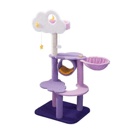 Purple Moon & Star Double Cloud Double-Layer Cat Scratching Tree